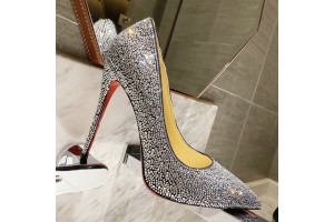 Christian Louboutin Full diamond gradient shoes series  diamond silver