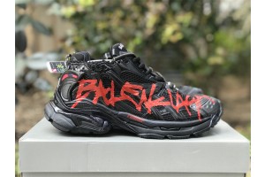 Balenciaga Runner Graffiti Sneaker Black Red 677403W3RBQ1060